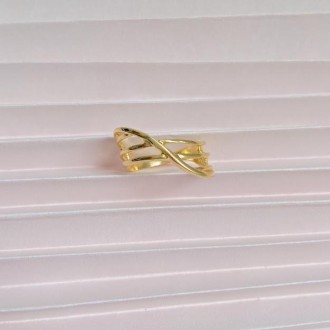 Detalhes do produto Anel X duas fileiras banhado a ouro 18k