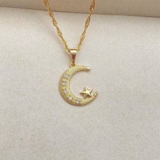 Detalhes do produto Gargantilha Lua Cravejado com Zircônias Folheado a Ouro 18k