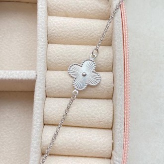 Detalhes do produto Pulseira trevo Vintage banhada a rhodium branco