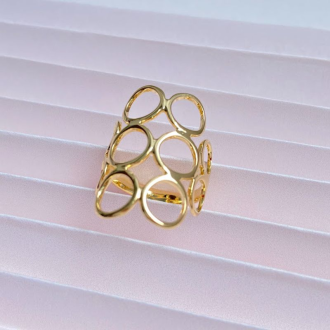 Detalhes do produto Anel elos banhado a ouro 18K
