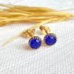 Brinco Cristal Azul Folheado a Ouro