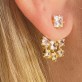 Brinco Ear Jacket Cravejado com Zircônia Folheado a Ouro