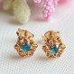 Brinco Florzinha com Pedra Cristal Azul Folheado a Ouro
