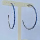 Brinco Argola Cravejada Cristal Azul, Folheado Rhodium Negro