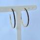 Brinco Argola Cravejada Cristal Preto, Folheado a Ouro