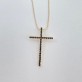 Gargantilha Cruz Cravejado Cristais Preto, Folheado a Ouro