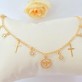 Pulseira Espirito Santo/Cruz/Pedrinhas Folheada a Ouro 18K