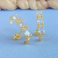 Brinco Ear Hook Zircônias Gota Cristal, Folheado a Ouro 18K