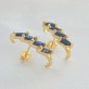 Brinco Ear Hook Zircônias Navete Preto, Folheado a Ouro 18K