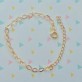 Pulseira Infantil  Elos 4x6cm Riscados Folheado a Ouro 18K