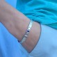 Pulseira Masculina Pedra Azul, Folheado a Rhodium Branco