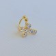 Piercing Fake Cruz, Cravejado em Zircônias, Folheado a ouro 18K
