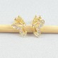 Brinco Borboleta Cravejados Zircônias, Folheado a Ouro 18K