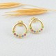 Brinco Circulo Cravejados Zircônias Color, Folheado a Ouro 18K