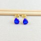 Brinco Zircônias Gota Azul Royal, Folheado a Ouro 18K