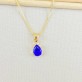 Gargantilha Zircônias Gota Azul Royal, Folheado a Ouro 18K