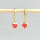 Brinco Argola Coração Vermelho, Folheado a Ouro 18K