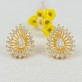 Brinco Cravejado Gota com Micro Zircônias, Folheada a Ouro 18K