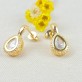 Brinco Detalhes Zircônia Gota Cristal, Folheado a Ouro 18K
