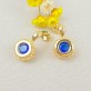 Brinco Detalhes Zircônia Redonda Azul, Folheado a Ouro 18K