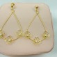 Brincos Grandes com Flores, Tamanho Aprox. 7,5cm, Cravejado, Folheado a Ouro 18K